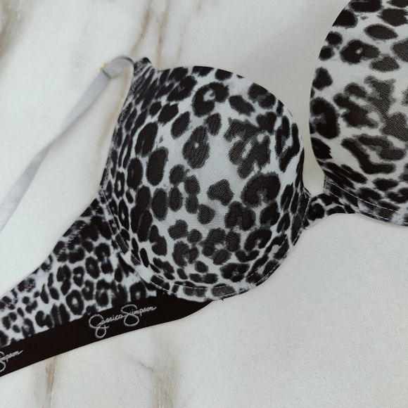 EUC Jessica Simpson Gray Leopard Print Push Up Bra, Sz 36C - Picture 3 of 10